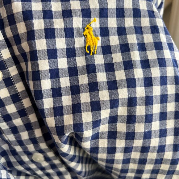 Ralph Lauren Sport Blue Checkered Button Down Size 8 - Picture 3 of 4